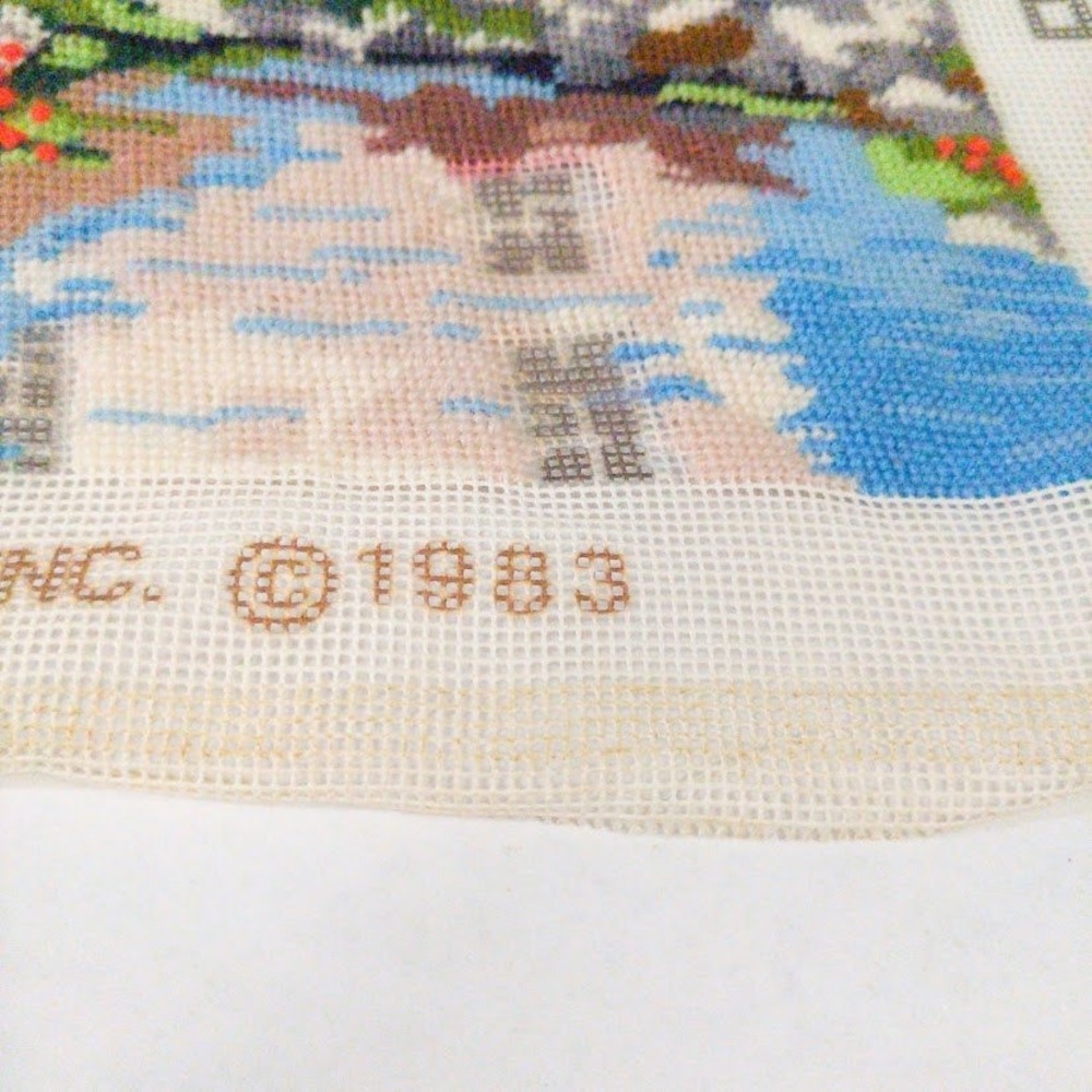 Vintage 1983 Dimensions Needlepoint Kit Springtime Reflections Almost Completed - Picture 9 of 11